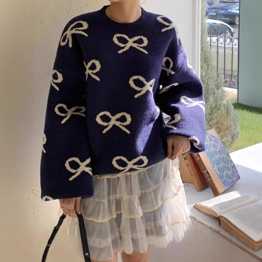 Damen Gemusterter Pullover mit lockerer Passform R&B