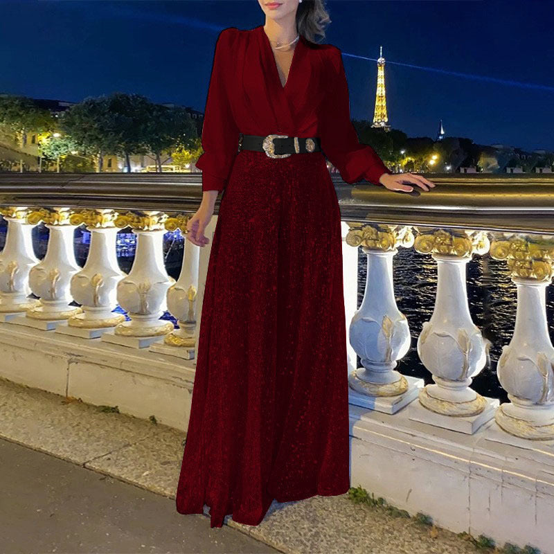 Damen Funkelndes Abendkleid mit elegantem Oberteil und glitzerndem Rock R&B