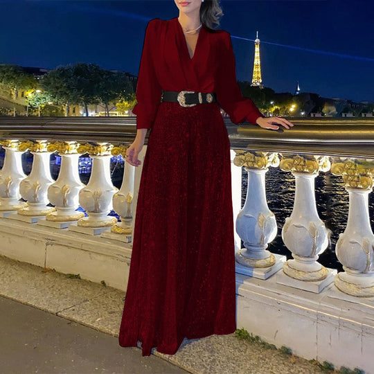 Damen Funkelndes Abendkleid mit elegantem Oberteil und glitzerndem Rock R&B