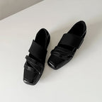 Damen klassische Loafers mit modischen Riemen und glänzenden Akzenten R&B