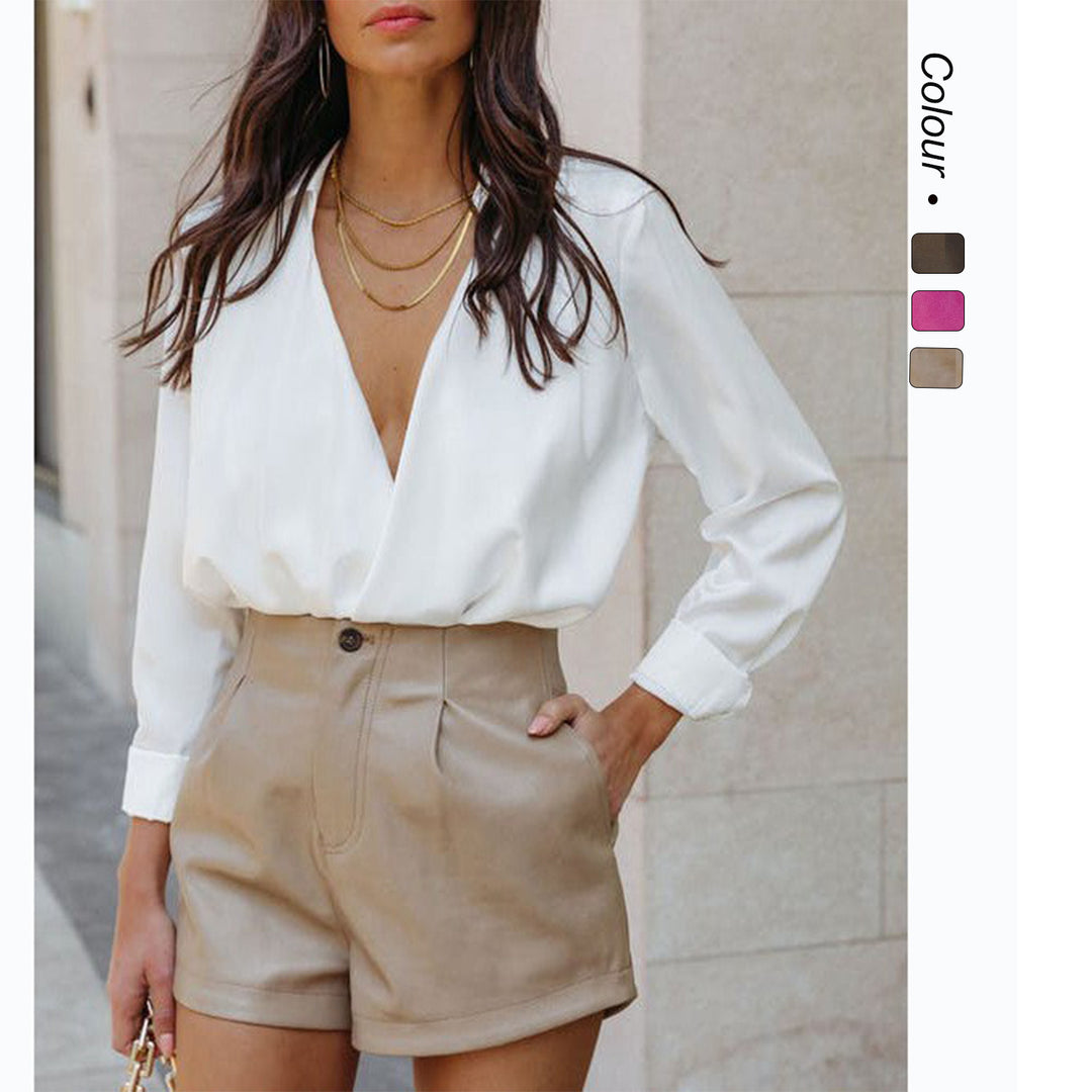 Damen Modische High-Waist-Shorts mit eleganter Färbetechnik und praktischen Taschen R&B