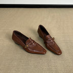 Damen elegante Loafers mit modischer Schnallenverzierung