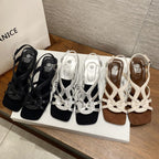Damen Sling-Sandalen mit geflochtenem Riemen und elegantem Keilabsatz