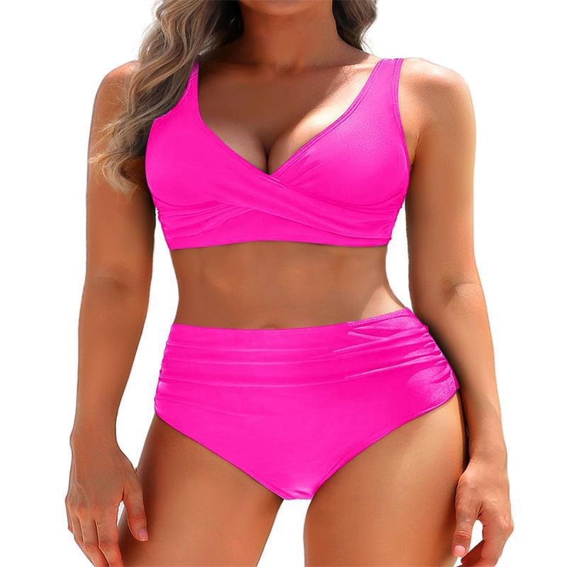 Damen Hochgeschnittener Bikini mit eleganter Wickeloptik und figurformendem Design R&B