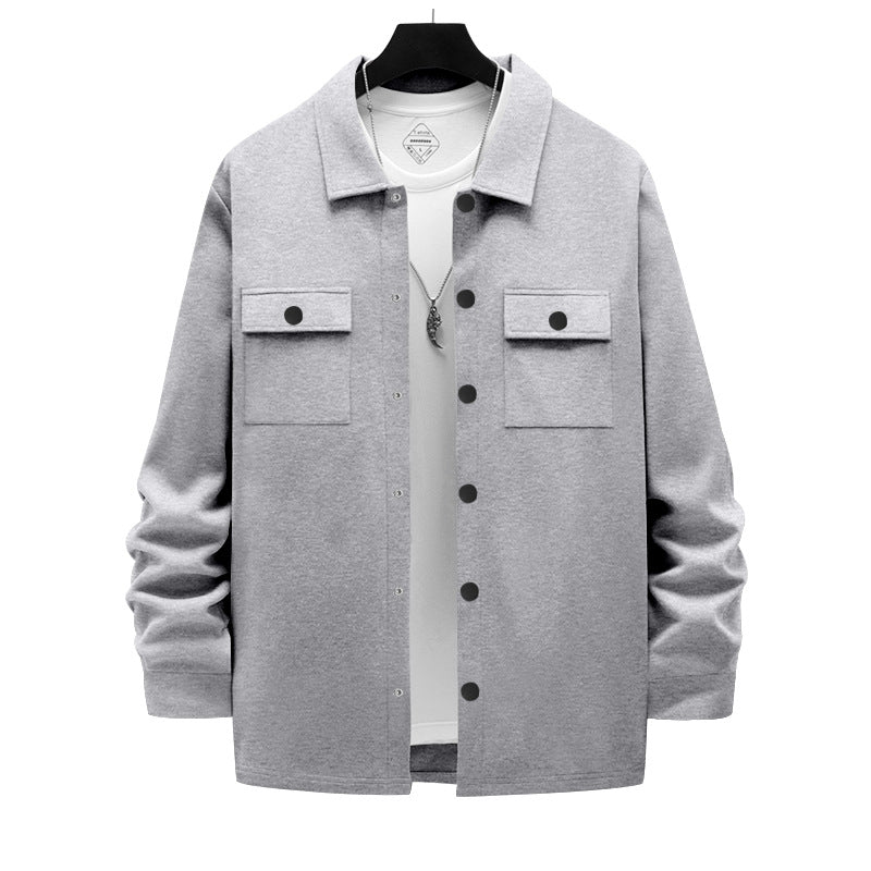 Herren nan arbeitsinspirierte Hemdjacke mit Druckknopfleiste, aufgesetzten Brusttaschen und kastiger Passform R&B