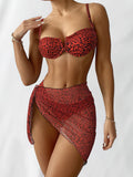Damen Bikini-Set mit einem modernen Tiermotiv und elegantem Wickelrock