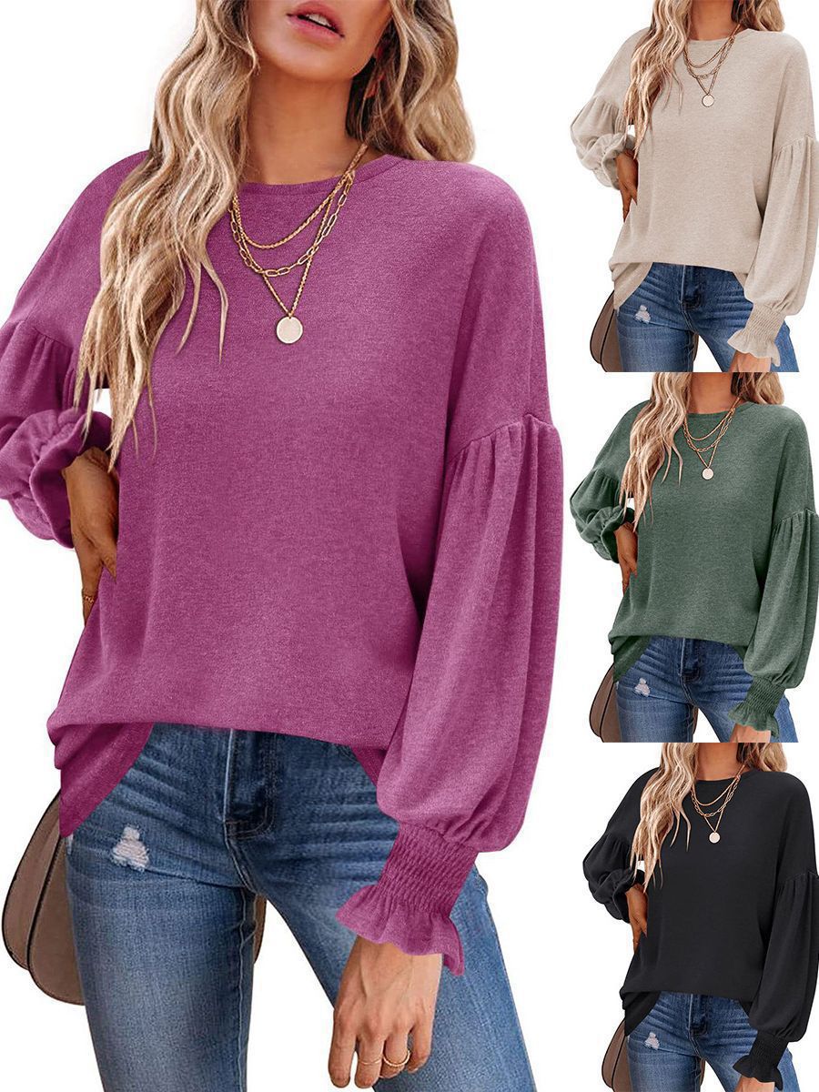 Damen Modischer Pullover mit Puffärmeln R&B