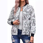 Damen Bomberjacke mit floralen Motiven und elastischen Bündchen R&B