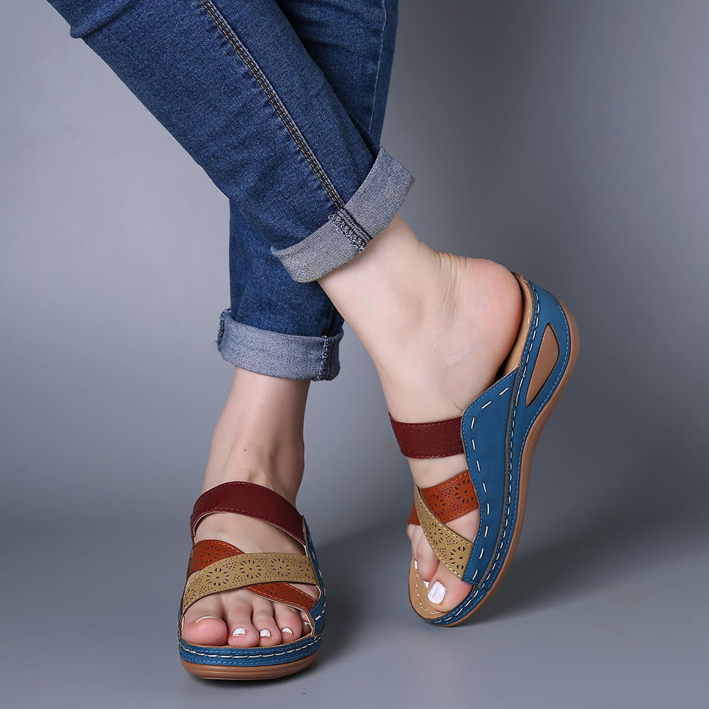 Damen Komfortable Wedge-Sandaletten mit modischem Schnitt und anatomischem Fußbett R&B