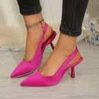 Damen elegante Sling-Pumps mit schmalem Riemen und hochglänzendem Finish R&B