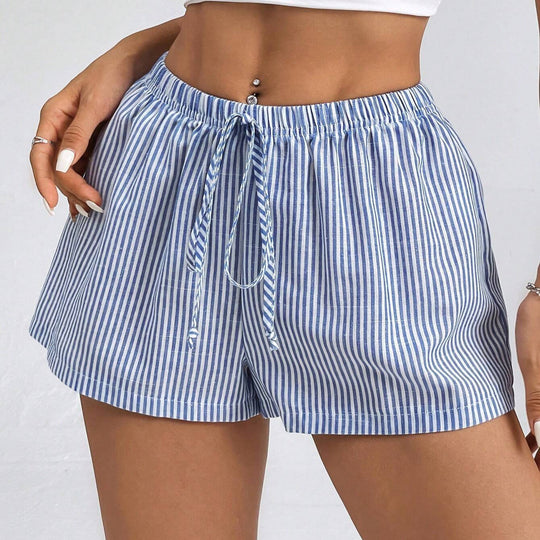 Damen gestreifte Freizeithose mit verstellbarem Kordelzug R&B