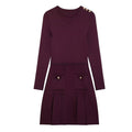 Damen Strickkleid mit dekorativen Knopfdetails und praktischen Taschen R&B