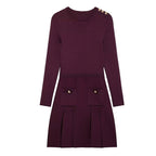Damen Strickkleid mit dekorativen Knopfdetails und praktischen Taschen R&B