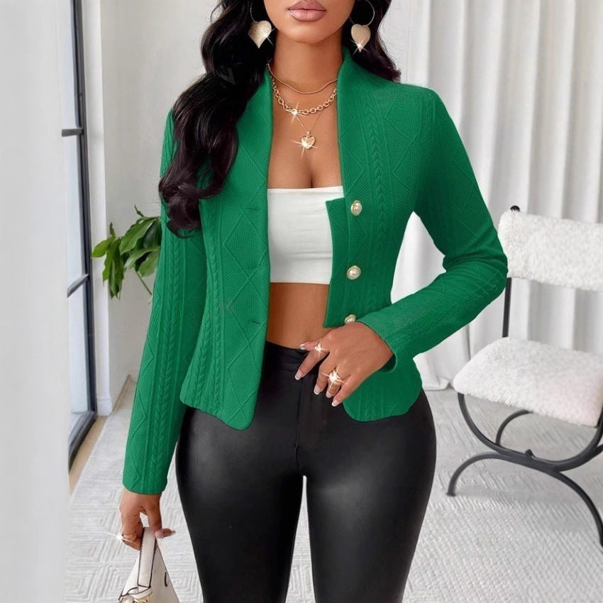 Damen Mode Blazer mit strukturiertem Design und glänzenden Knöpfen R&B