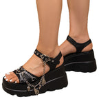 Damen Plattformsandalen mit modischen Charms und stabiler Sohle R&B