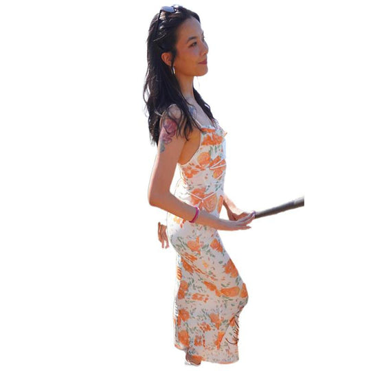 Damen Langärmliges Sommerkleid mit floralen Designelementen und hochwertiger Drapierung R&B