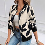 Damen Bomberjacke mit floralem Print und sportlichem Schnitt R&B
