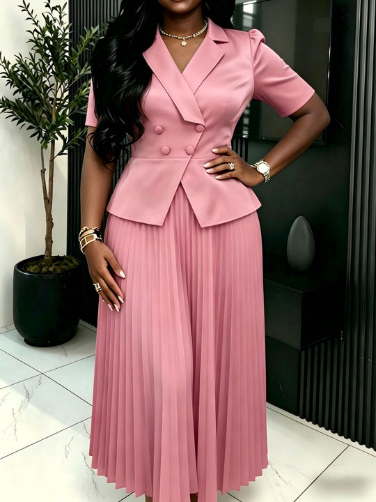 Damen elegantes Blazer-Kleid mit plissiertem Rock R&B