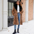 Damen Eleganter Kunstpelzmantel mit breitem Kragen R&B