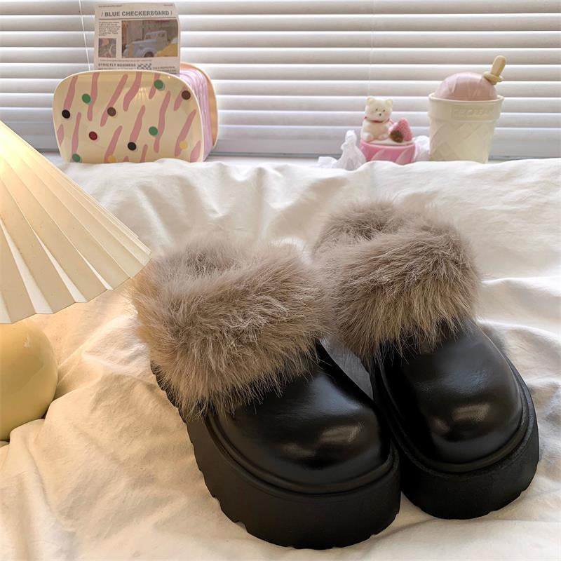 Damen Flauschige Clogs mit hochwertigem Kunstfell und robuster Sohle R&B