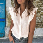 Damen Bluse mit Rüschendetails und Knopfleiste R&B