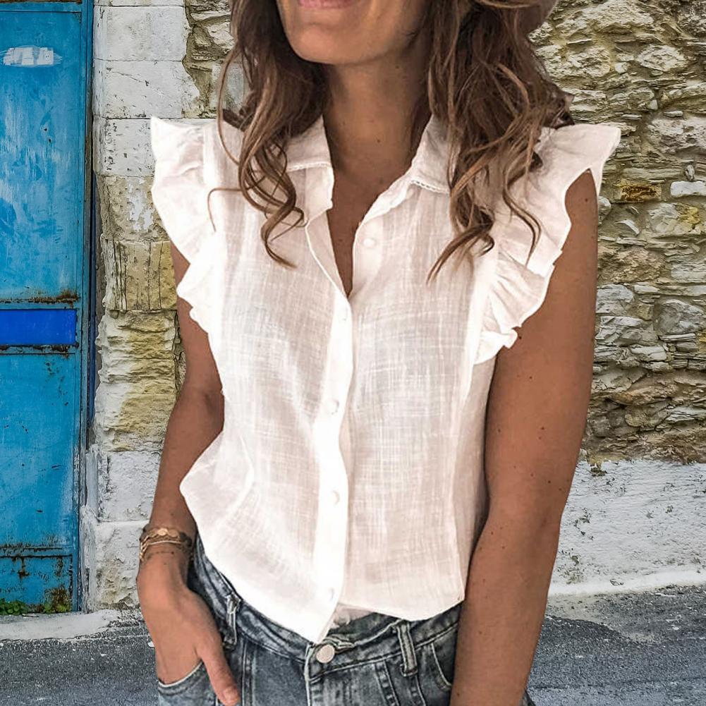 Damen Bluse mit Rüschendetails und Knopfleiste R&B