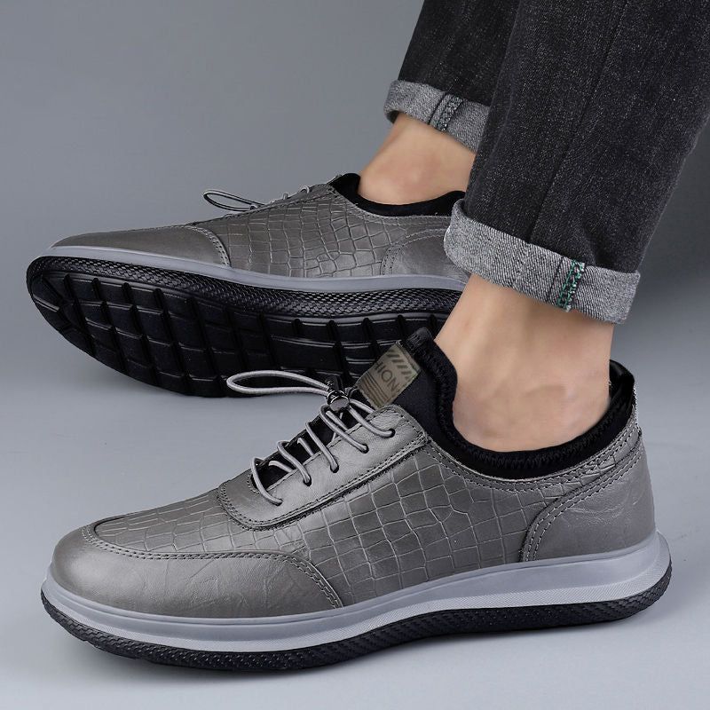 Herren Modische Schnürschuhe aus hochwertigem Leder mit stilvollem Krokodil-Muster R&B