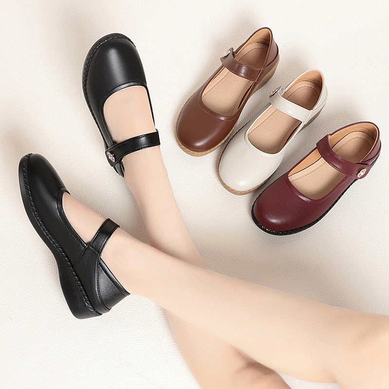 Damen Komfortable Mary Jane Ballerinas mit flexiblem Riemen und dekorativem Schmuckdetail R&B