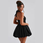 Damen A-Linien Kleid mit schwingendem Rock und Halterneck R&B
