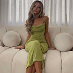 Damen Stilvolles Trägerkleid mit elastischem Netzstoff R&B