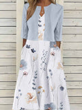 Damen Maxikleid mit floralen Akzenten und schickem Bolero R&B