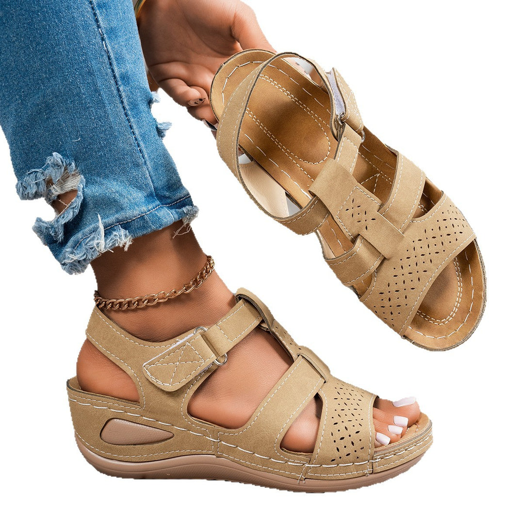 Damen Komfortable Wedge-Sandalen mit atmungsaktiver Oberflächenstruktur R&B