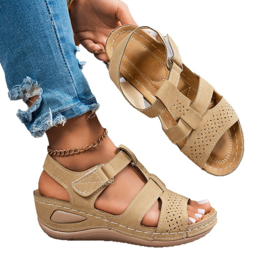Damen Komfortable Wedge-Sandalen mit atmungsaktiver Oberflächenstruktur R&B