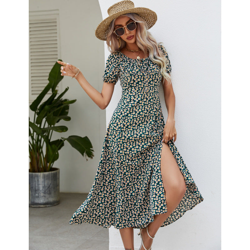 Damen Maxikleid mit verspieltem floralem Design und seitlichem Schlitz R&B