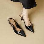 Damen Slingback-Pumps mit verstellbarem Riemen und eleganter Schnallenapplikation