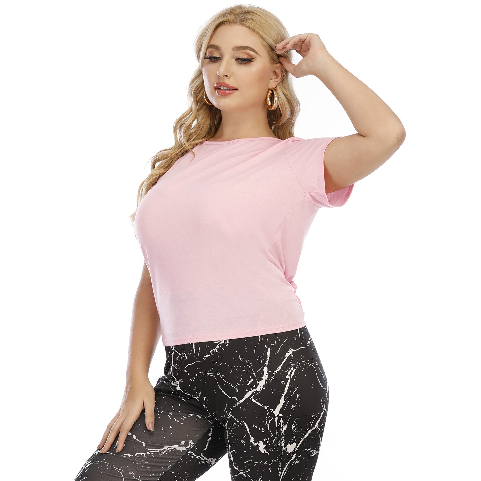 Damen lässiges T-Shirt mit bequemen Schnitt und atmungsaktiver Baumwolle R&B