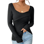 Damen Longsleeve Body mit schicker Wickeloptik und bequemen Ärmelabschlüssen R&B