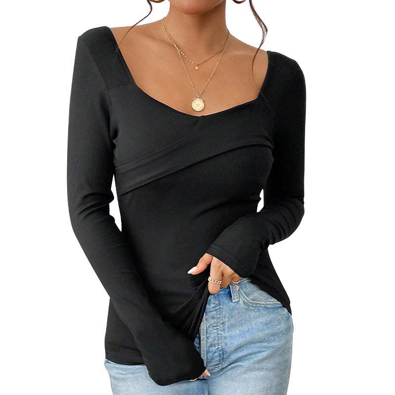 Damen Longsleeve Body mit schicker Wickeloptik und bequemen Ärmelabschlüssen R&B