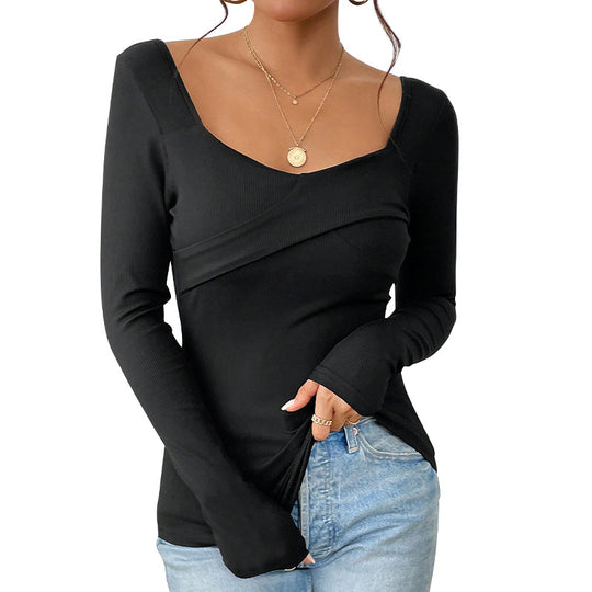 Damen Longsleeve Body mit schicker Wickeloptik und bequemen Ärmelabschlüssen R&B