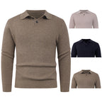 Herren Strickpullover mit modernem Polokragen und funktionalem Knopfverschluss R&B