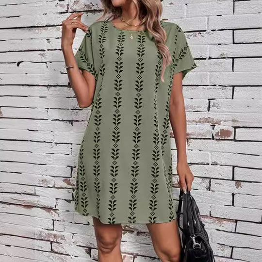 Damen lässiges Freizeitkleid mit trendigem Blumenmuster und komfortablem Schnitt R&B
