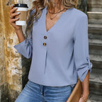 Damen Bluse mit eleganten Knopfdetails und lässigem Schnitt R&B