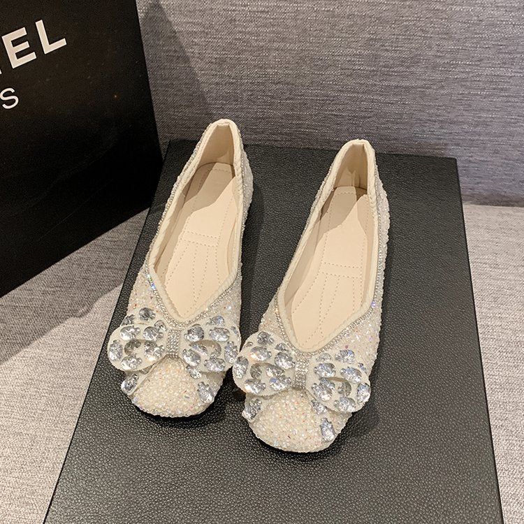 Damen Ballerinas mit funkelnden Strass-Applikationen und elegantem Schleifenakzent R&B