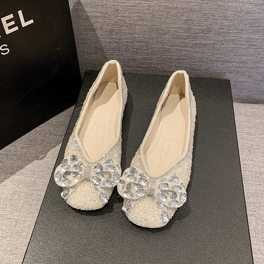 Damen Ballerinas mit funkelnden Strass-Applikationen und elegantem Schleifenakzent R&B
