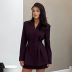 Damen Eleganter Blazer mit tailliertem Schnitt und abnehmbarem Gürtel R&B