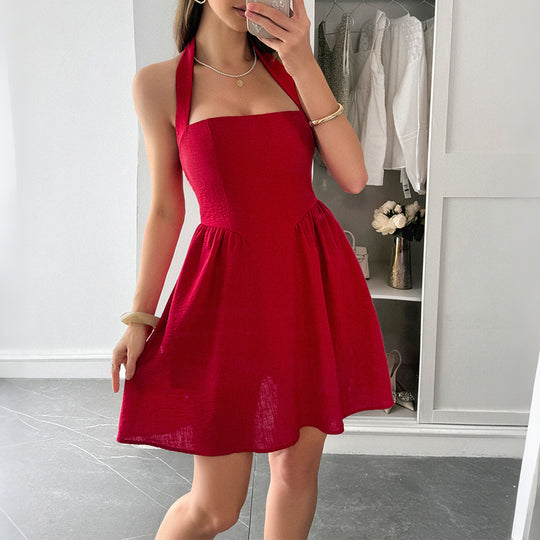Damen Sommerliches A-Linien Kleid mit aufregendem Halterdesign R&B