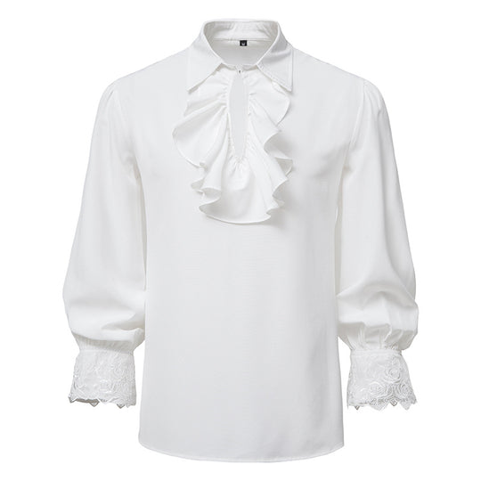 Damen Bluse mit Rüschendetails und Spitzenabschlüssen R&B