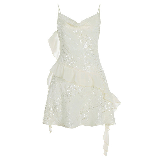 Damen Glitzerndes Partykleid mit Rüschendetails R&B