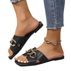 Damen Modische Riemensandalen mit metallischem Kettenband R&B