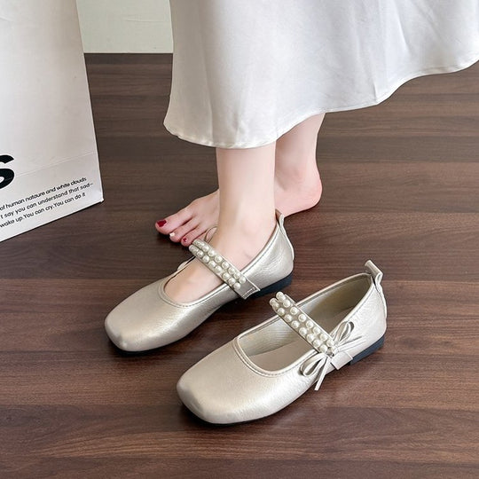 Damen Ballerinas mit dekorativem Perlenriemen und Schleifenakzent R&B